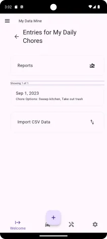 Entries for my daily chores after the first entry