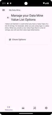 Chore Options is a value list options